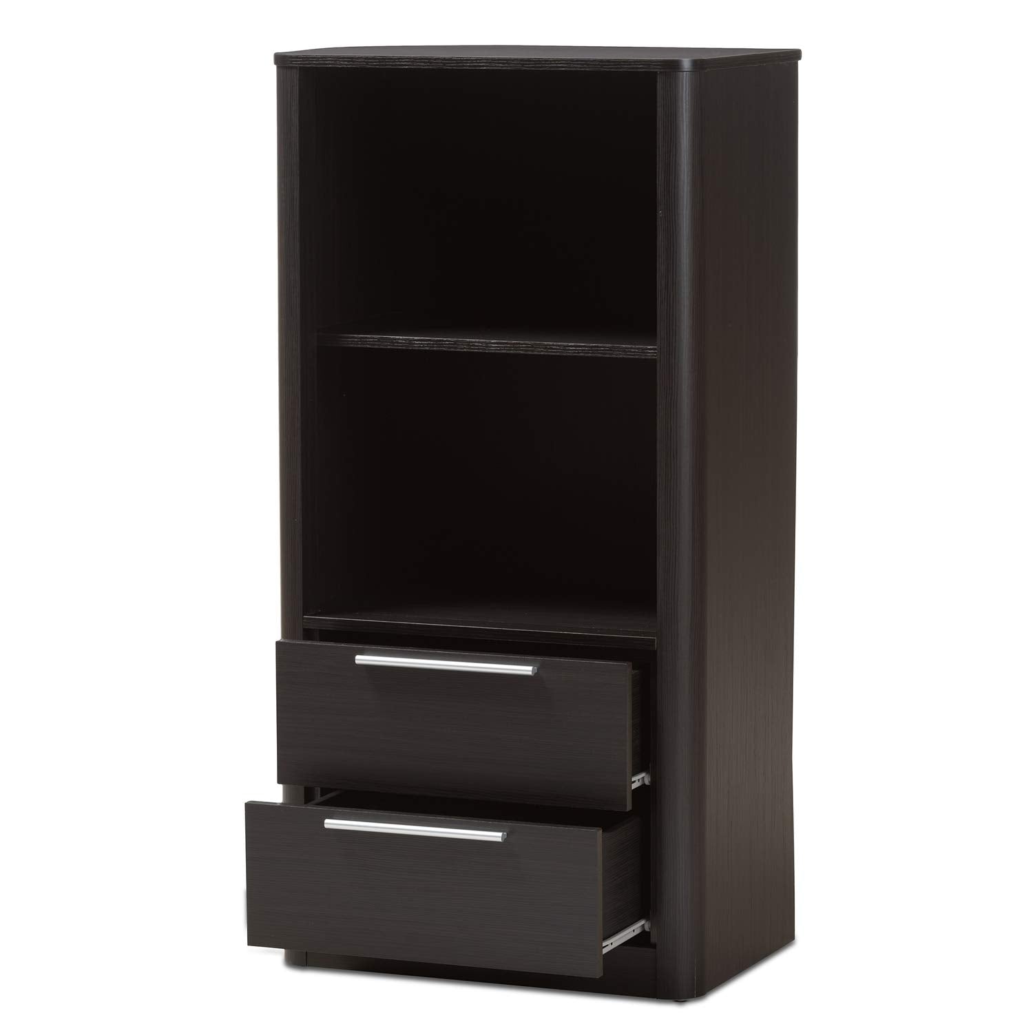 Baxton Studio Carlingford 2 Shelf Bookcase in Dark Brown