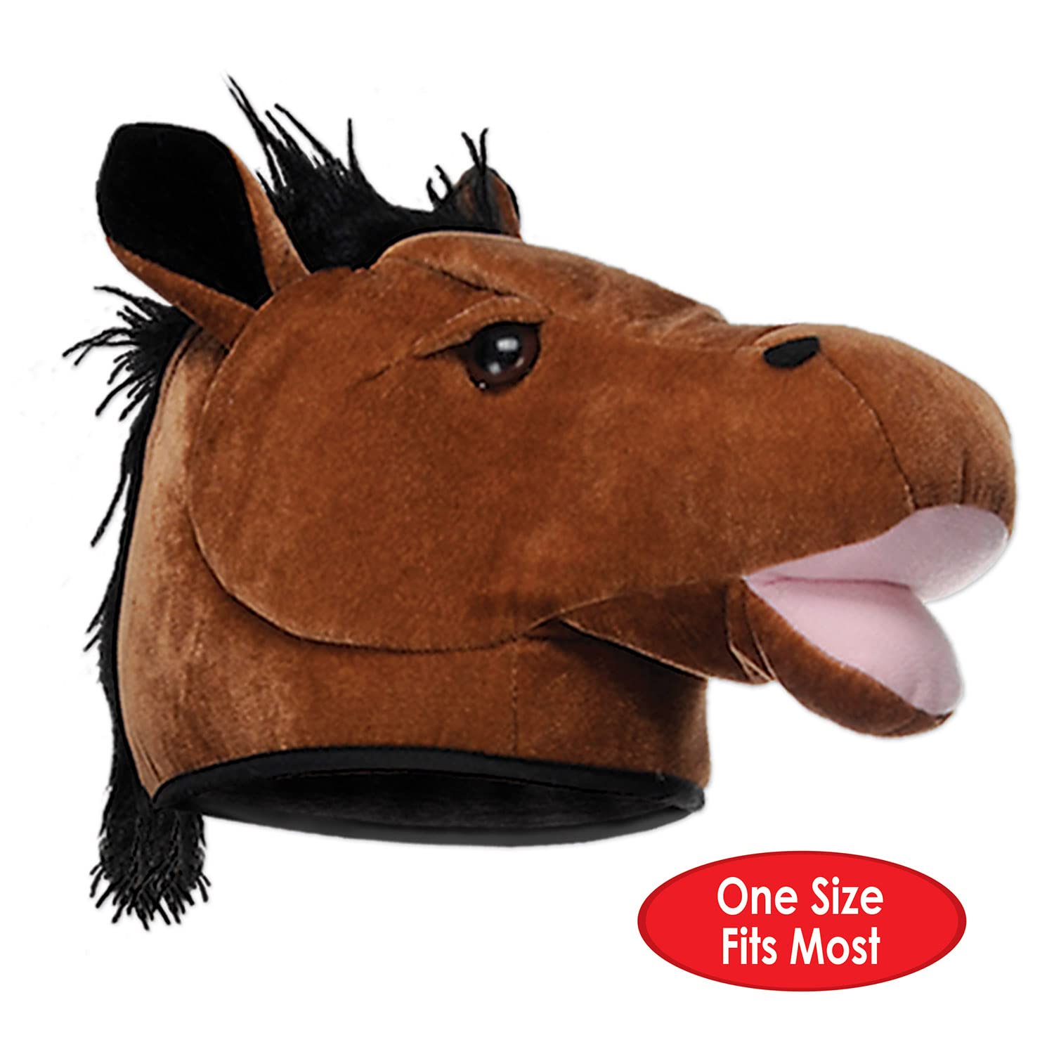 Beistle Unisex Plush Horse Head Hats, 3 Pieces - Western Costume Accessories, Farm Themed Party Supplies, Crazy Animal Headwear,
