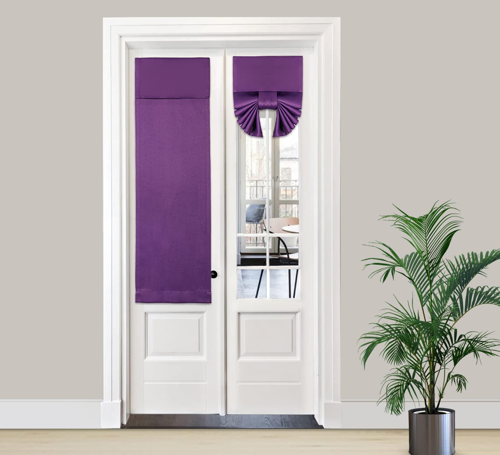 Pi Side Door Curtain 2 Panels,Thermal Insulated Privacy Tie Up Blackout Small Window Covering For Front Door 40 Inches Long (W12Xl40-2Pc,Royal Purple)