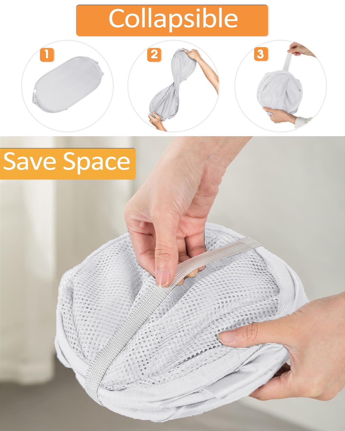 Durable Collapsible Laundry Baskets, Reinforced Mesh Pop Up Laundry Hamper, Foldable Clothes Hampers With Carry Handles For Laun