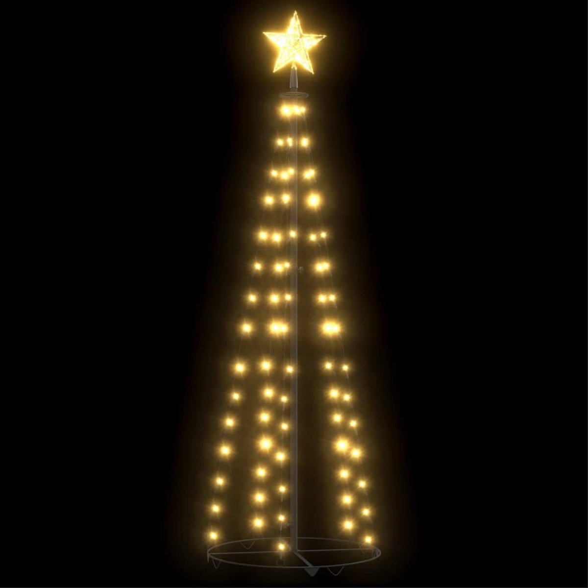 vidaXL Christmas Cone Tree with Warm White LEDs and Star Topper | Freestanding Indoor/Outdoor Festive Illumination | Foldable Base and 16.4' Extension Cable | Water-Resistant PVC and Metal | Size ...