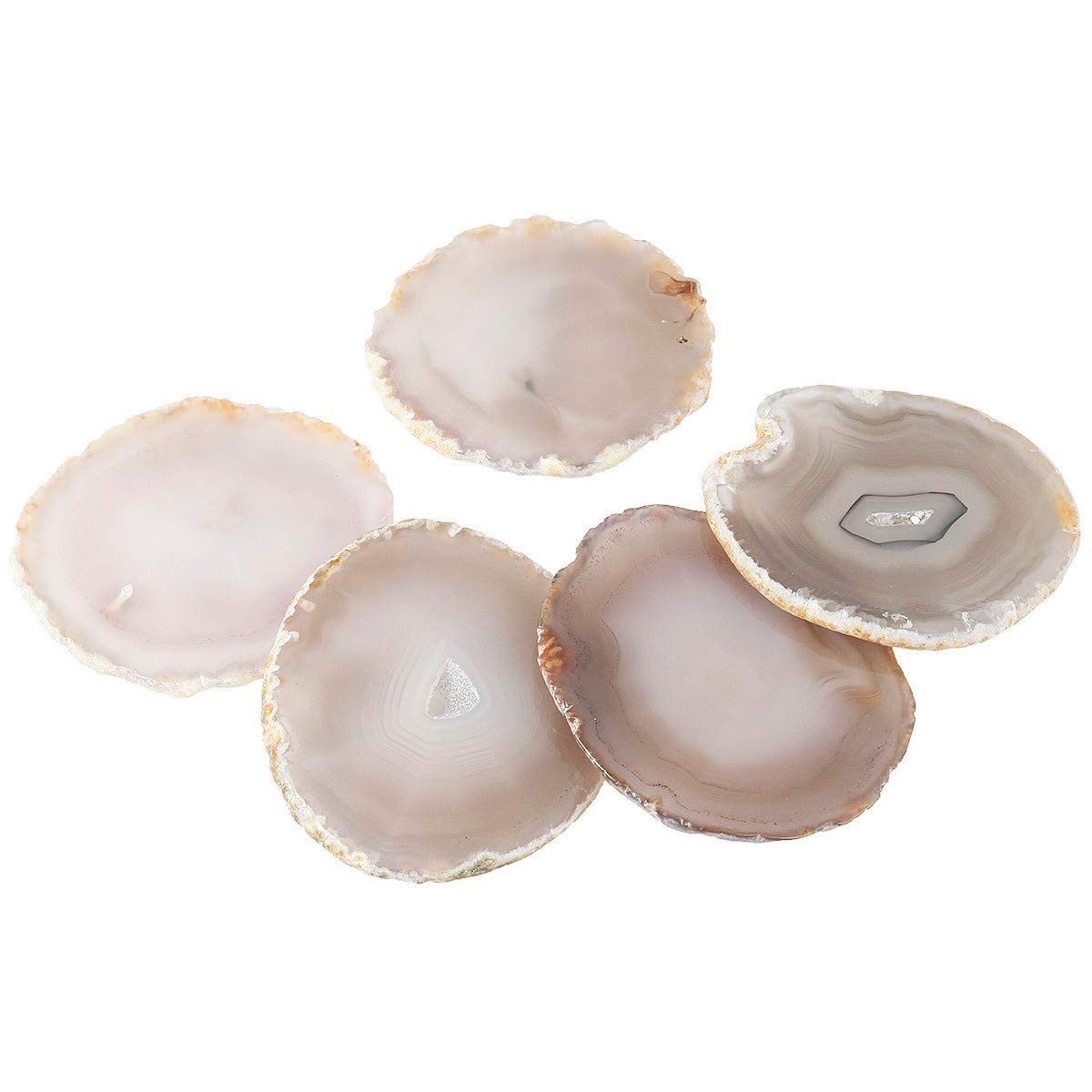 Nupuyai Set of 10 Polished Agate Slices Name Tags Place Cards for Wedding, Geode Agate Stones for Home Decoration