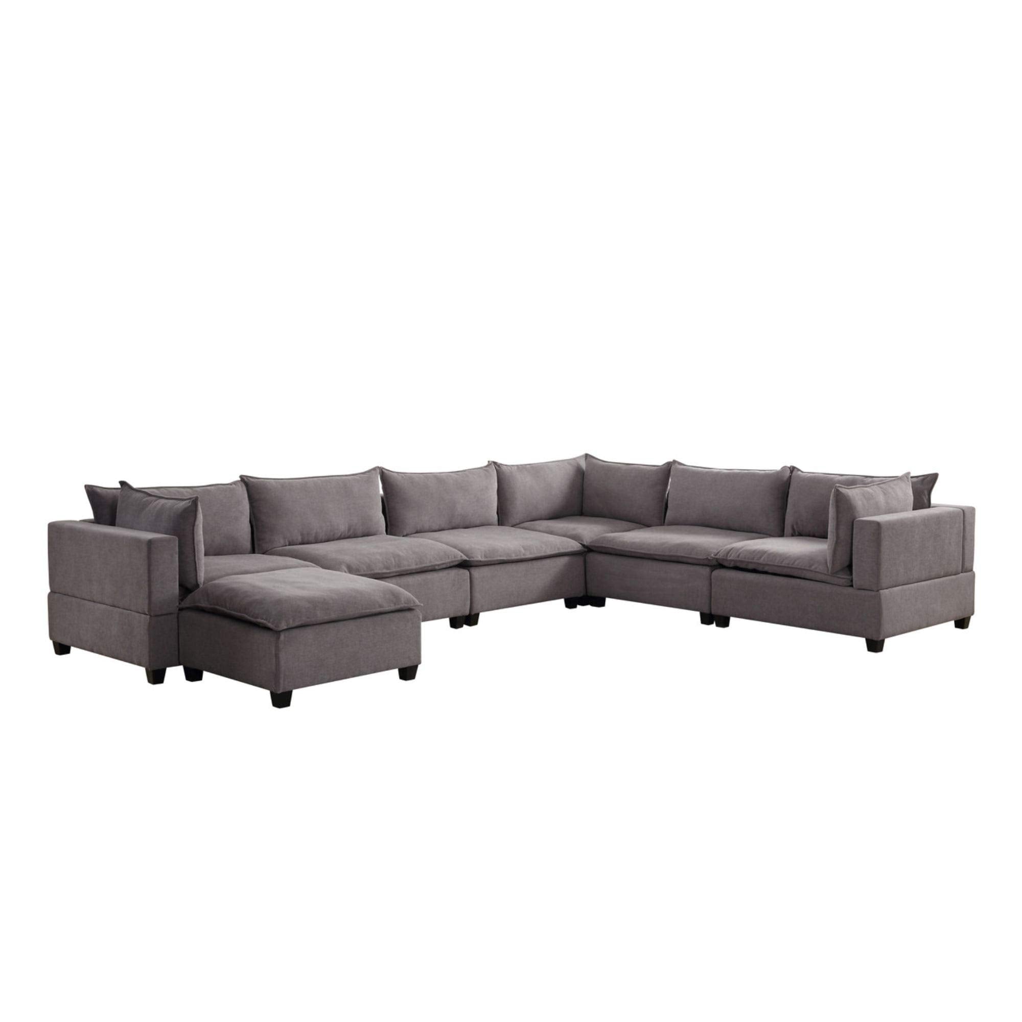 Lilola Home Madison Dark Gray Fabric 7 Piece Modular Sectional Sofa Chaise