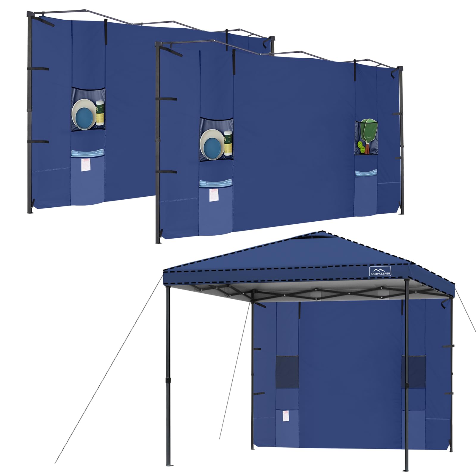 Kampkeeper Instant 10X10 Canopy Sidewalls With 4 Pockets For Pop Up Canopy Frame, 2Pack Sunwalls Fit 10' Outdoor Canopies With S