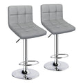 ERGOSEAT Bar Stools Set of 2,Armless Adjustable Swivel Barstools with Back,6-Squares Double Needle PU Leather Counter Height Bar