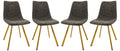 LeisureMod Markley Modern Leather Dining Chairs Kitchen Chairs with Gold Legs Set of 4 (Grey)