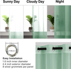 Hiasan Sheer Curtains For Bedroom With Tiebacks, Lightweight Airy Voile Drapes Light Filtering Grommet Window Curtains For Living Room, Nursery, Farmhouse, W52 X L63, Bean Green, 2 Soft Panels