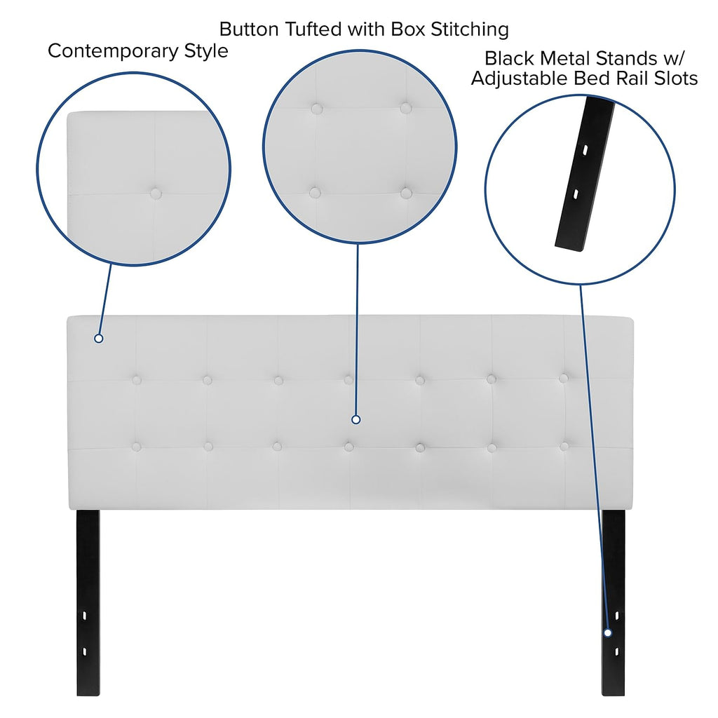Flash Furniture Lennox Tufted Upholstered Queen Size Headboard In White Vinyl