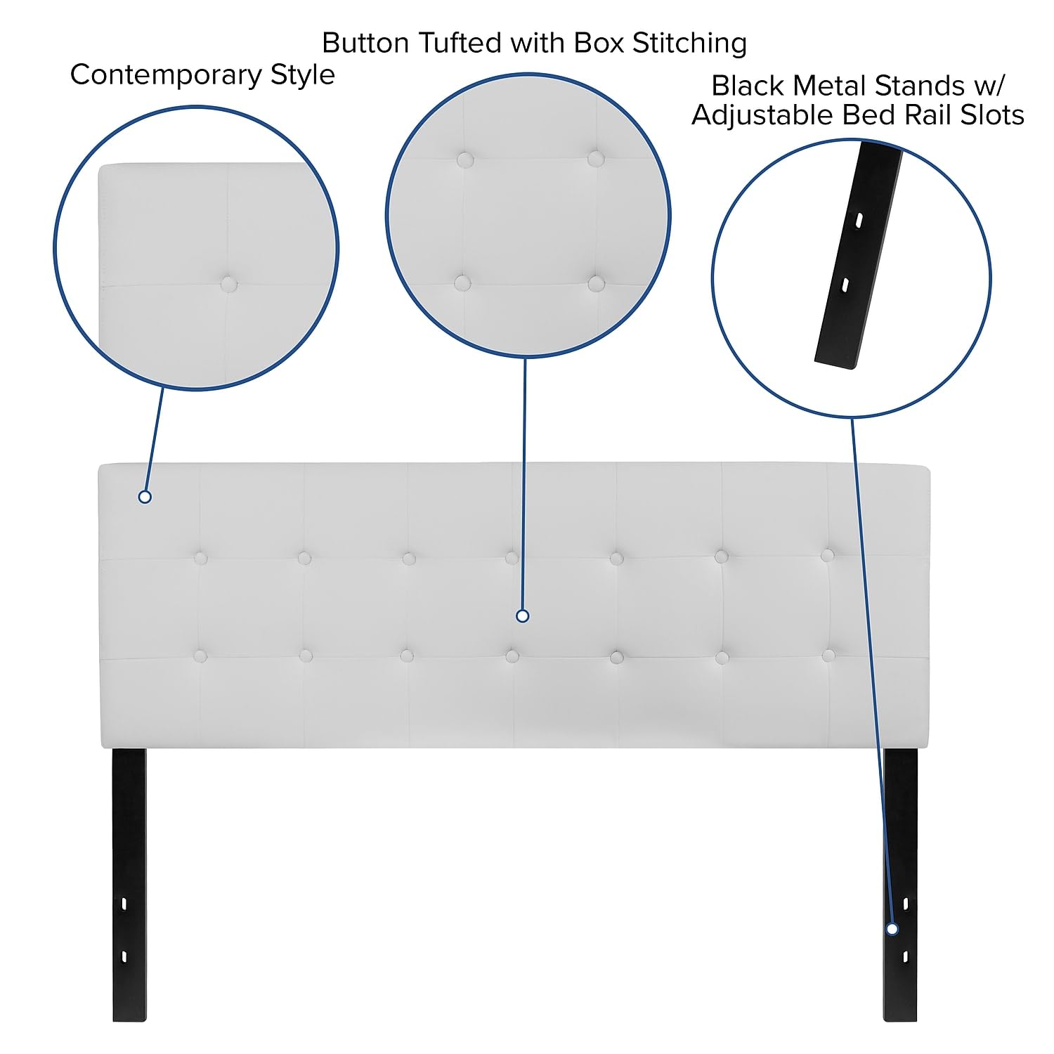 Flash Furniture Lennox Tufted Upholstered Queen Size Headboard In White Vinyl