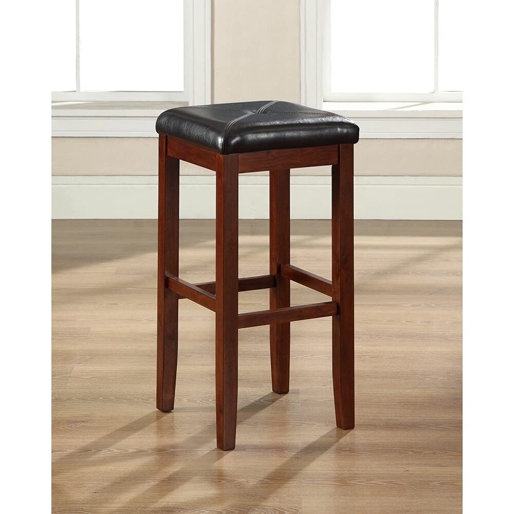 Crosley Furniture Upholstered Mahogany 29-inch Square Seat Bar Stools (Set of 2) - 14.75"W x 14.75"D x 29.25" H - 14.75"W x 14.75"D x 29.25" H