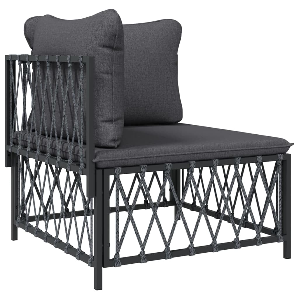 vidaXL Patio Furniture Set 7 Piece Sectional Sofa with Cushions Anthracite Steel - Garden, Patio, Deck Sofa Set - Modern Outdoor Seating