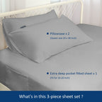 Moonsea Twin Xl Sheet Sets Deep Pocket - 3Piece Extra Long Twin Sheets For Drom Room Essentials - Twin Xl Sheets With Side Pocket - Easily Fits 16 In To 24 In Pillow Top Bed Mattress(Grey)