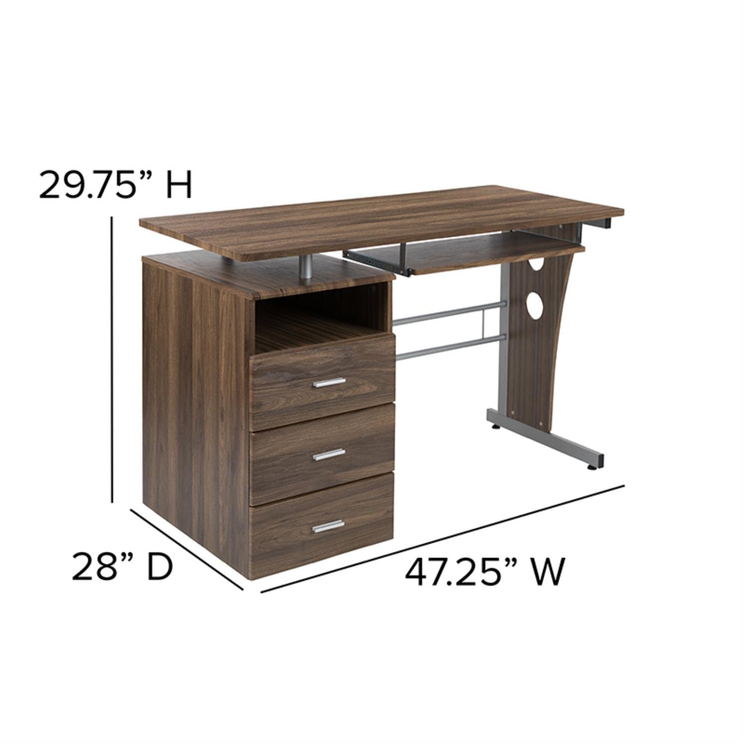 Flash Furniture Joshua Rustic Walnut Desk - Thumbnail 4