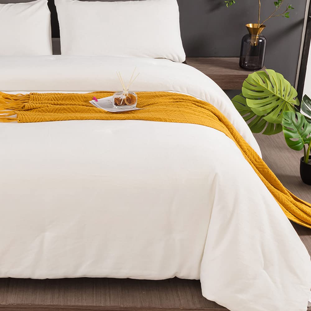 Clothknow White Velvet Comforter Set King White Bedding Comforter Sets King White Bedding Sets Fluffy White Bed Comforter Sets Soft Cozy 3Pcs White Flannel Comforter Sets King