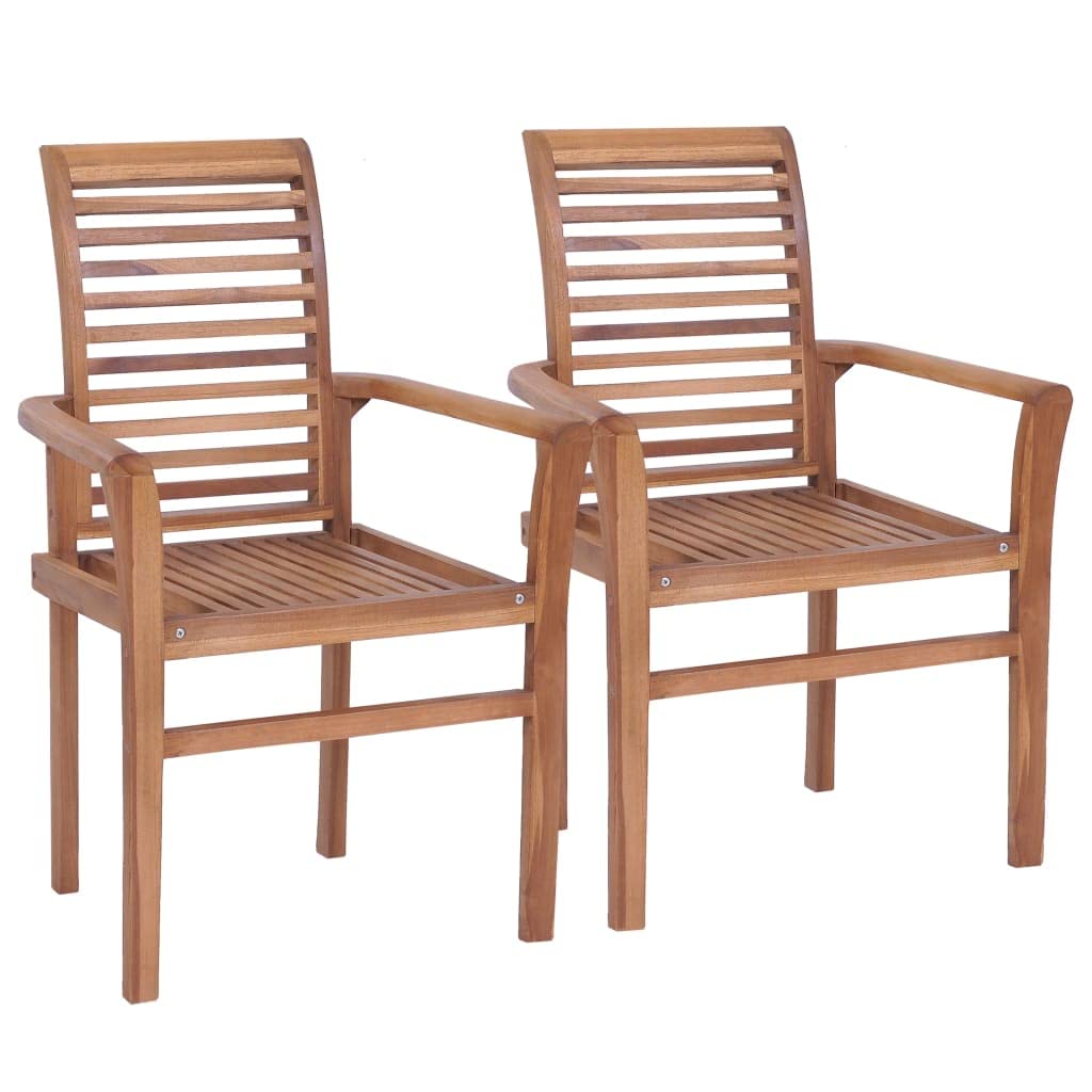 vidaXL 2 pcs Solid Teak Stacking Dining Chairs - Thumbnail 2