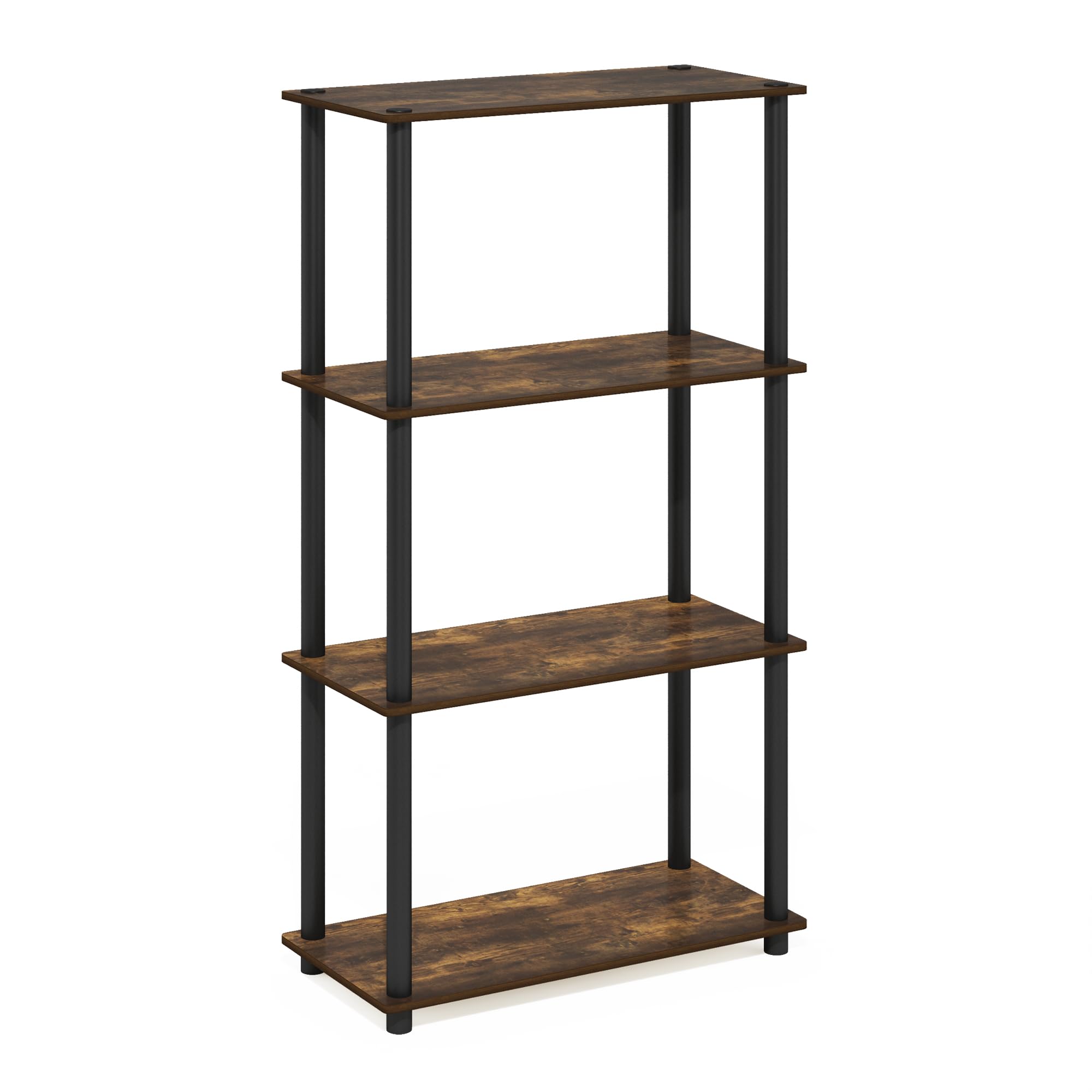Furinno Turn-N-Tube 4-Tier Multipurpose Shelf Display Rack, Amber Pine/Black