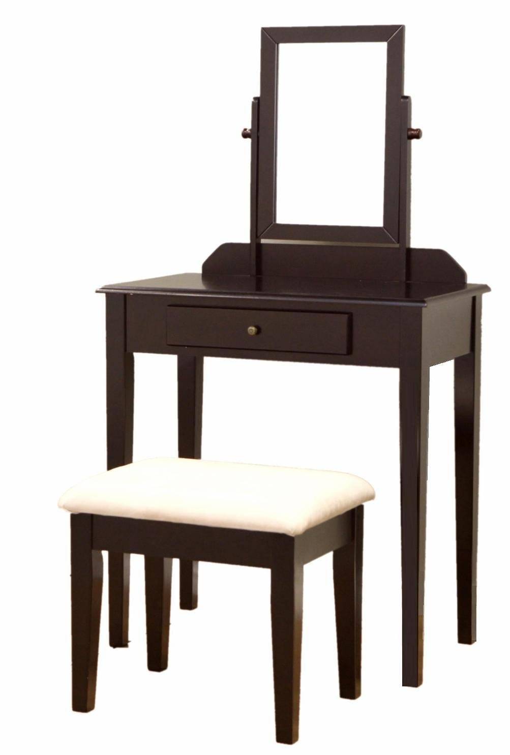 Frenchi Furniture Wood 3 Pc Vanity Set, Mahogany