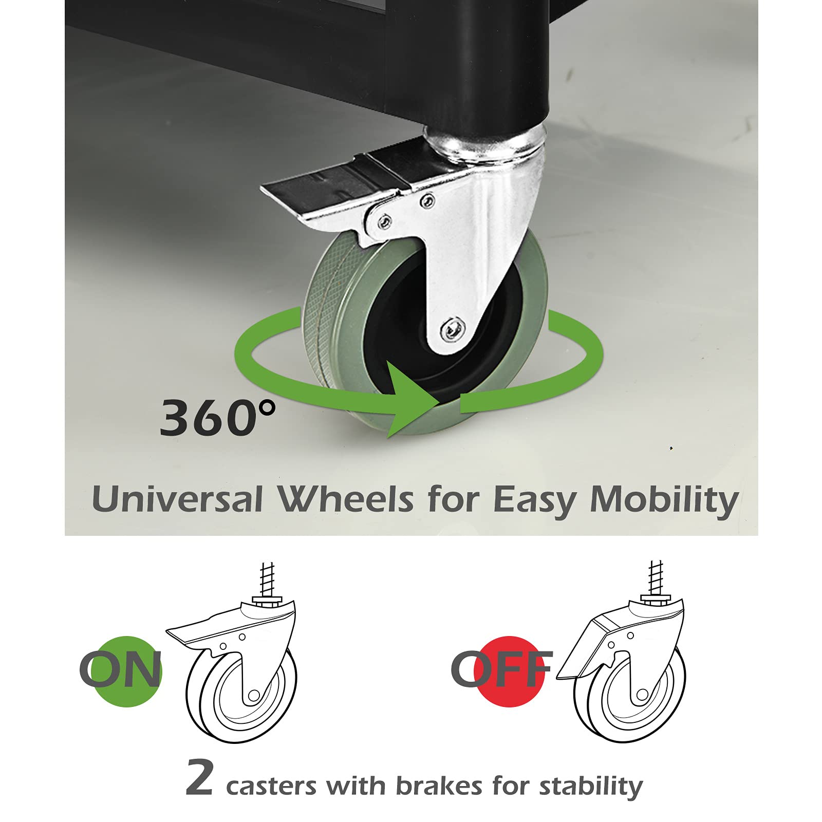 Ironmax Rolling Service Cart With Wheels, 3 Tier Heavy Duty Utility Cart With 495 Lbs Loading Capacity, Plastic Push Cart For Kitchen, Restaurant, Office, Warehouse, Garage