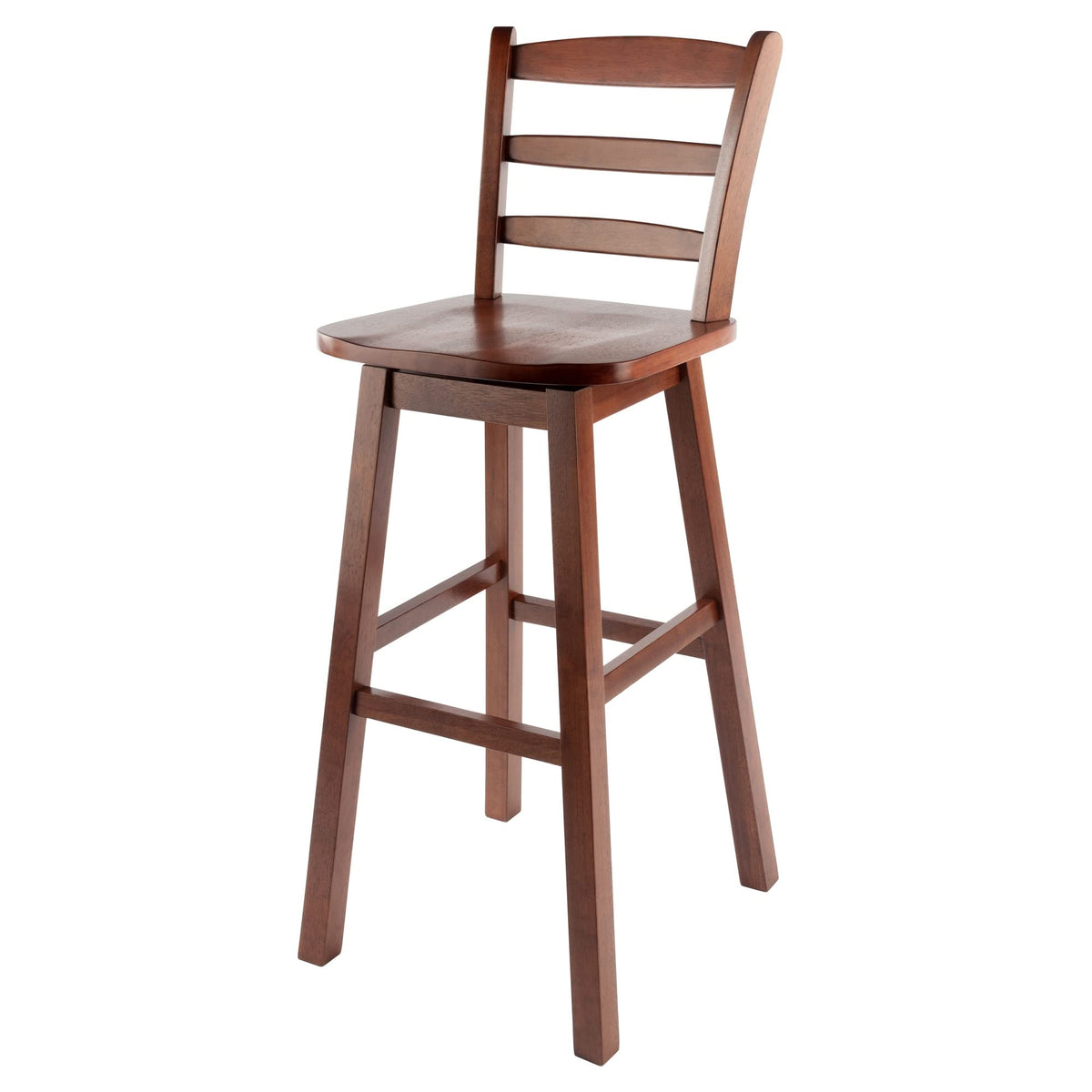 Scalera Ladder Back Swivel Bar Stool - Classic Design, Solid Wood Construction, Comfortable Seat, Walnut Finish - Ergode