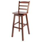 Scalera Ladder Back Swivel Bar Stool - Classic Design, Solid Wood Construction, Comfortable Seat, Walnut Finish - Ergode