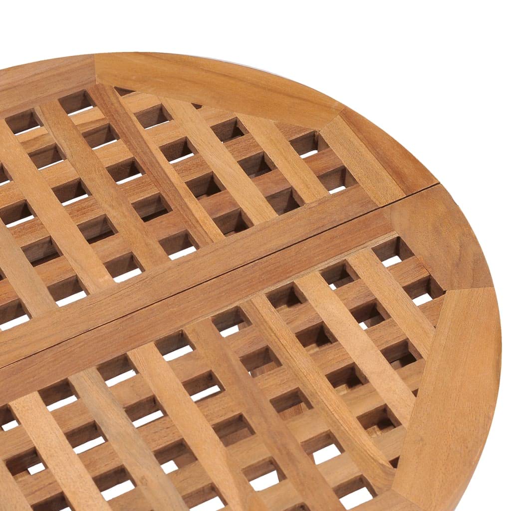 vidaXL Solid Teak Wood Folding Patio Table - Stylish 19.7" Round Table for Outdoor/Indoor Use, Fine Sanded Wood Finish, Space-Saving Design