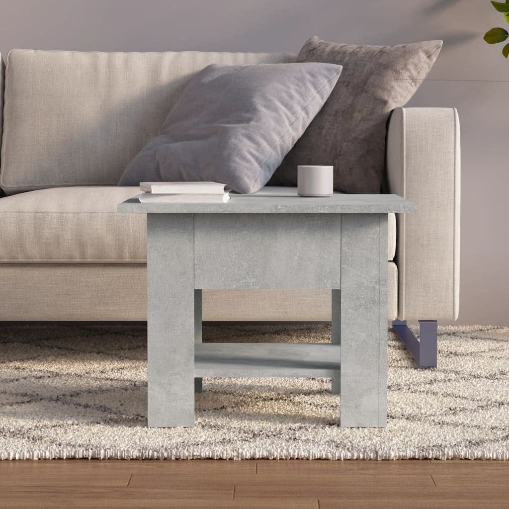 vidaXL Modern Design Coffee Table with Storage Shelf in Concrete Gray - Durable Engineered Wood Construction - Easy to Clean - 21.7&quot;x21.7&quot;x16.5&quot;