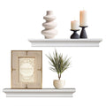 AHDECOR White Floating Shelves Wall Mounted Display Storage Shelves, Wall Shelf for Home and Office Decor, 4'' Deep, Set of 2