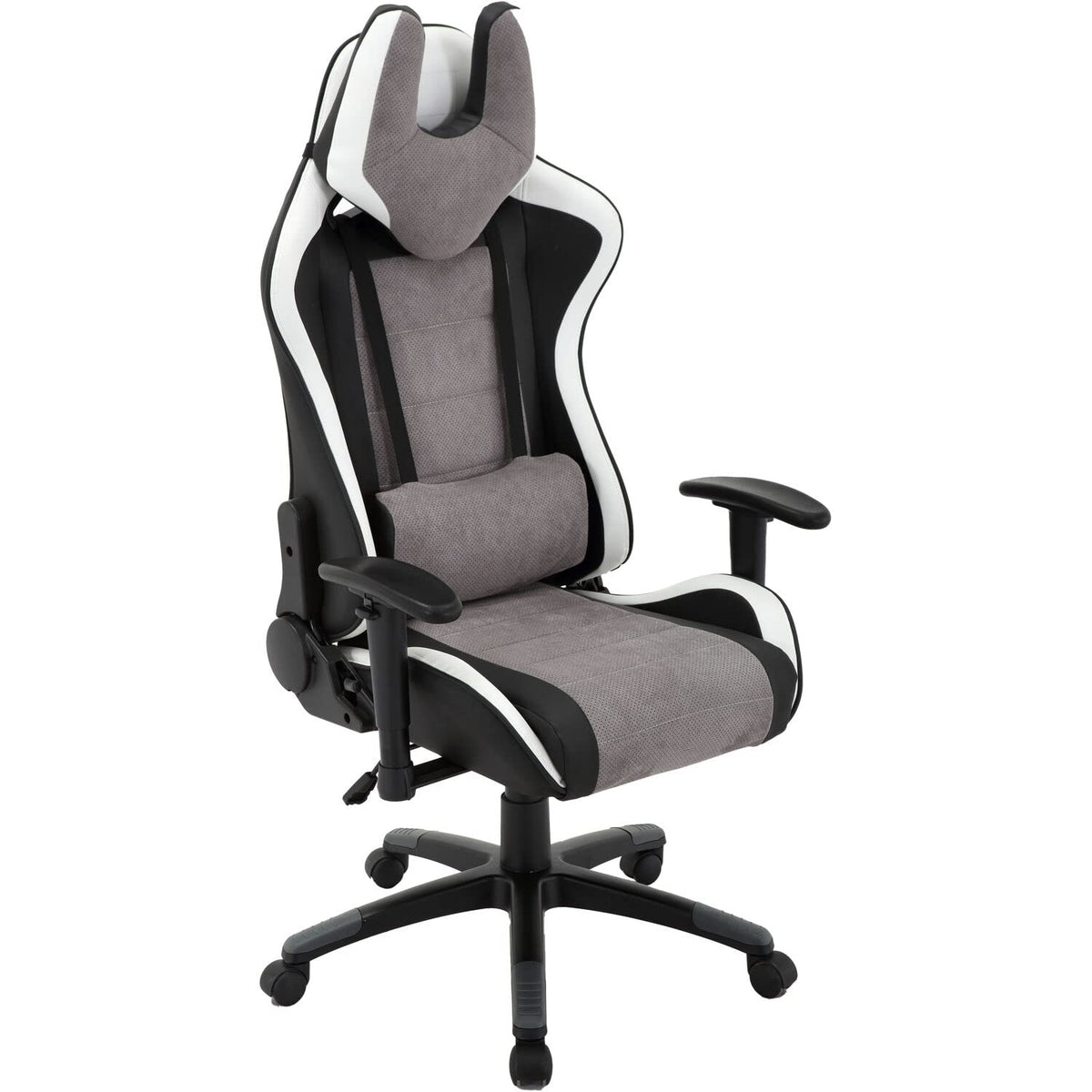 Hanover Commando Ergonomic Gaming Chair In Black, Grey, And White With Adjustable Gas Lift Seat And Lumbar Support