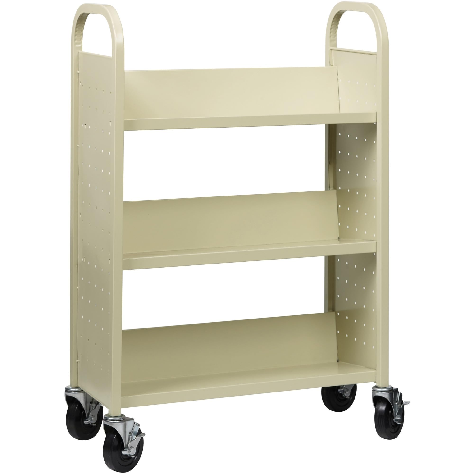 Lorell Single-Sided Book Cart, Putty