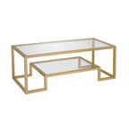 Henn&Hart 45' Wide Rectangular Coffee Table In Brass, Modern Coffee Tables For Living Room, Studio Apartment Essentials