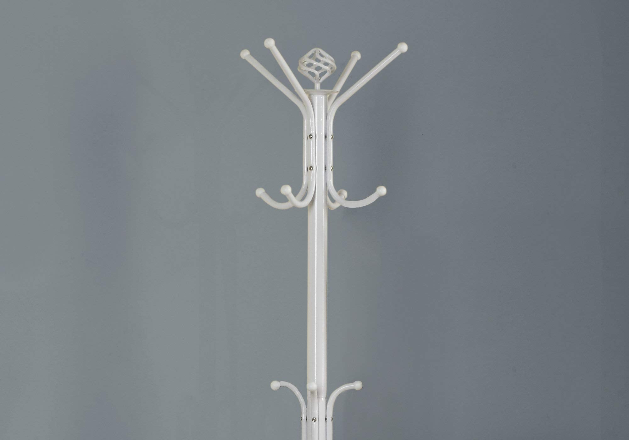 Monarch Specialties 2006, Hall Tree, Free Standing, 12 Hooks, Entryway, 70' H, Bedroom, Metal, White, Contemporary, Modern Coat Rack