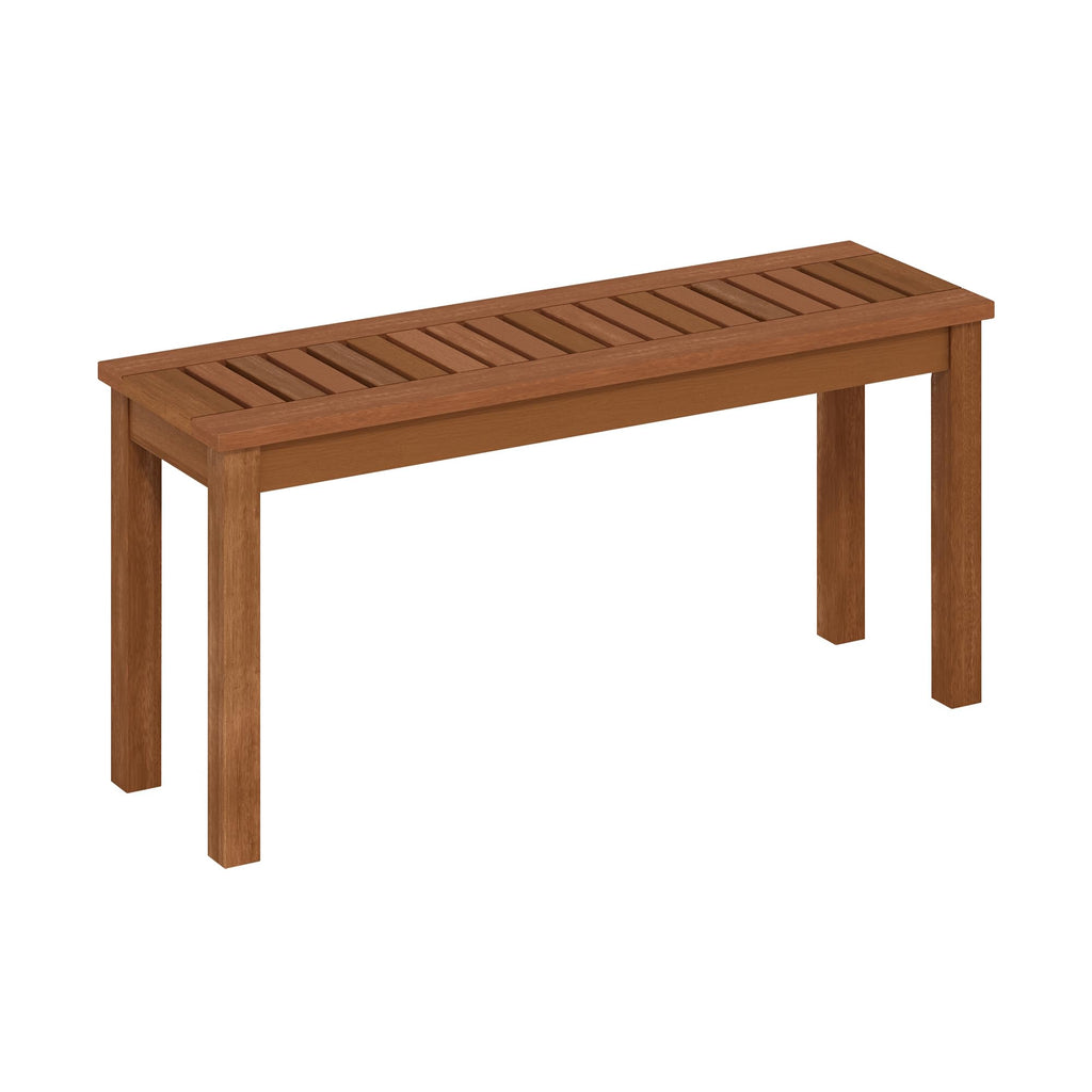 Furinno Tioman Hardwood Outdoor Backless Country Stool Bench in Teak Oil, Natural