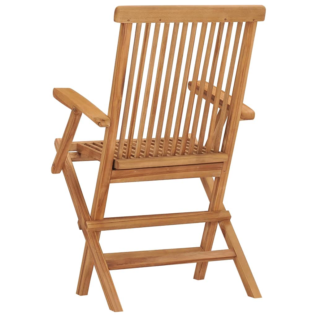 vidaXL Set of 4 Folding Patio Chairs in Brown, Crafted from Durable, Weather Resistant and Finely Sanded Teak Hardwood