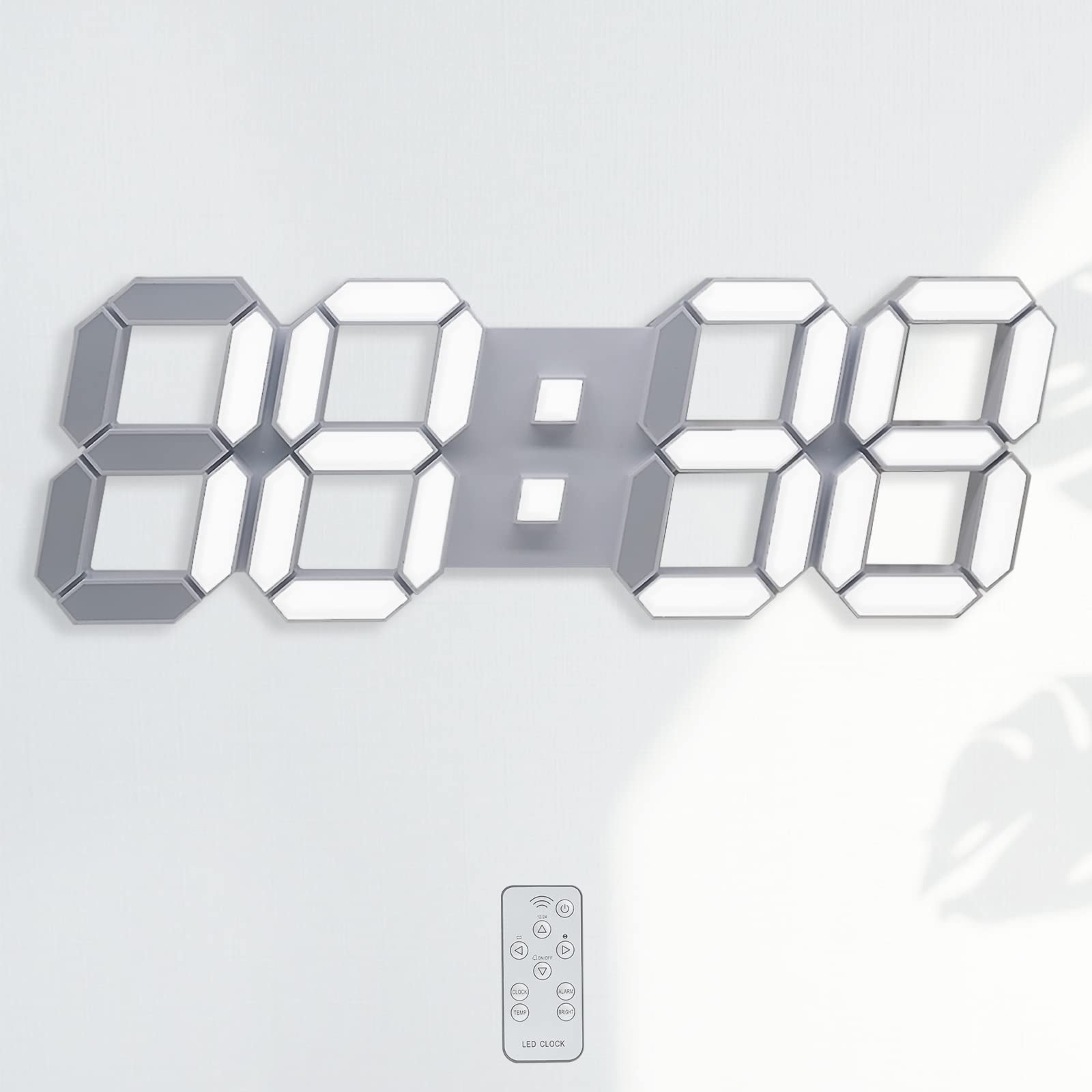 KOSUMOSU Wall Clock 15 3D LED Digital Clock for Bedroom,Large Digital Wall Clock for Living Room Decor,Modern Aesthetic Led Cloc