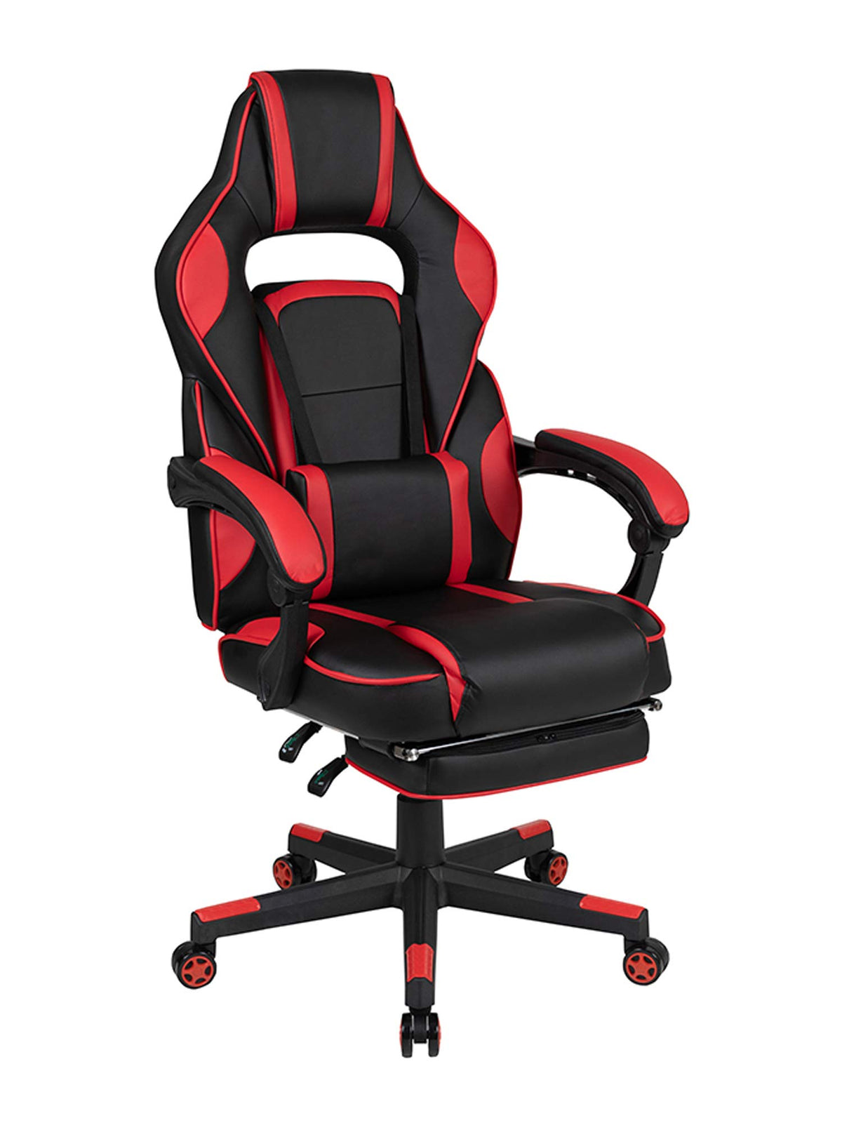 Flash Furniture X40 Gaming Chair Racing Ergonomic Computer Chair With Fully Reclining Back/Arms, Slide-Out Footrest, Massaging Lumbar - Red