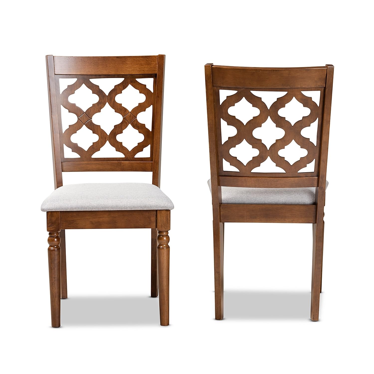 Baxton Studio Ramiro Modern Fabric Dining Chair, Grey and Walnut Brown, 2/Set (176-2PC-11373HT)