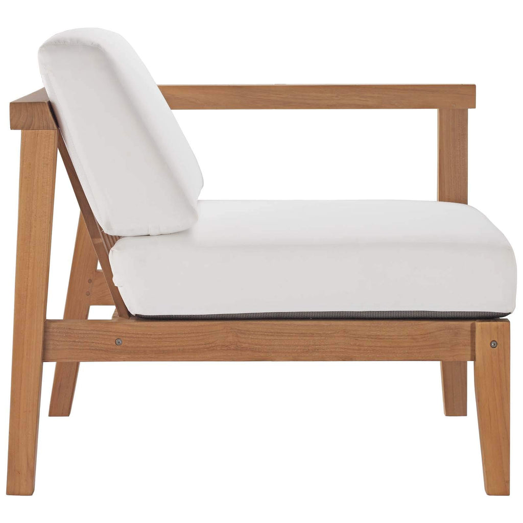 Modway Eei-4129-Nat-Whi Bayport Patio Teak Wood Right-Arm Chair, Natural White
