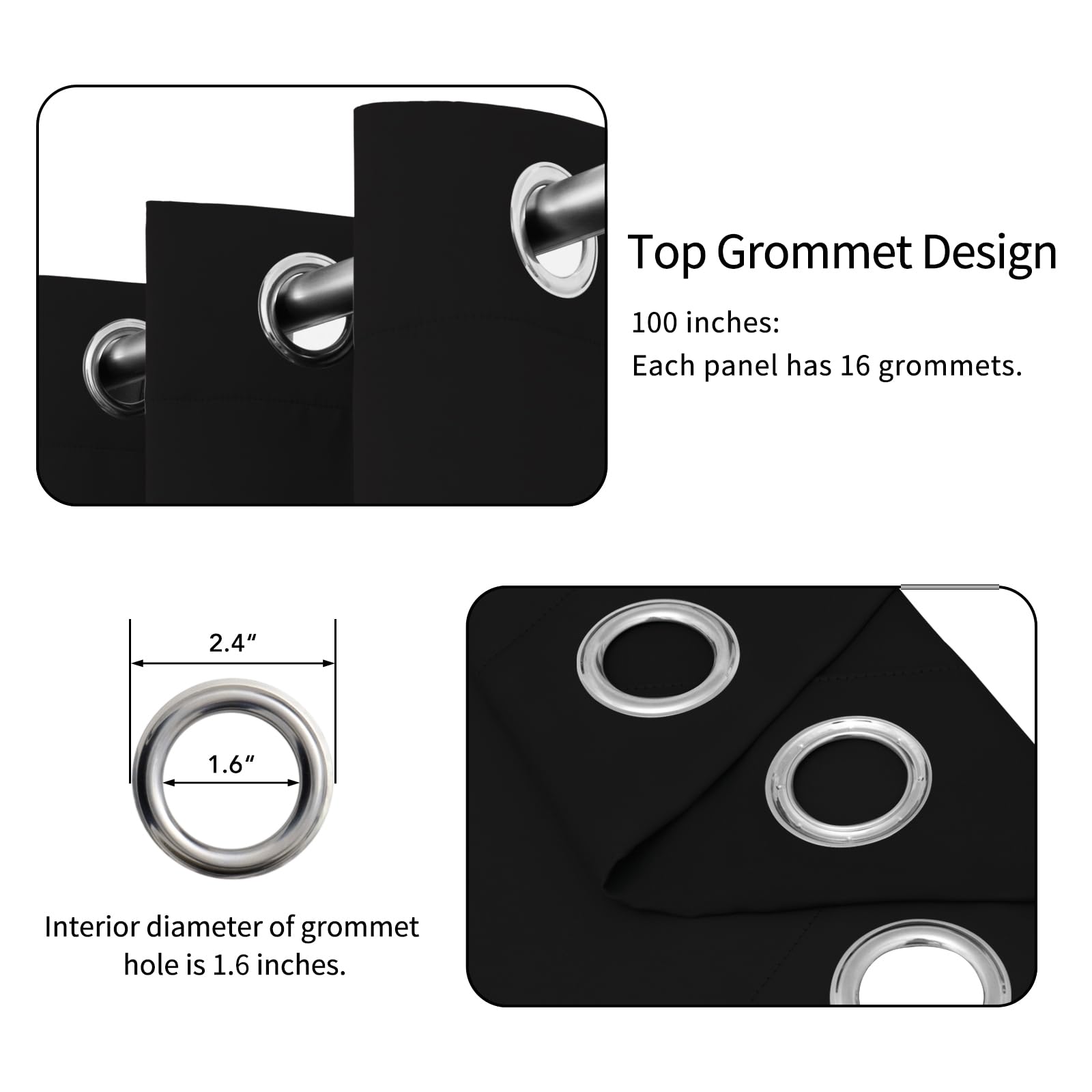 Easy-Going Blackout Door Curtains For Bedroom, Solid Thermal Insulated Grommet And Noise Reduction Window Drapes, Room Darkening Curtains For Living Room, 1 Panel (100X84 In, Black)