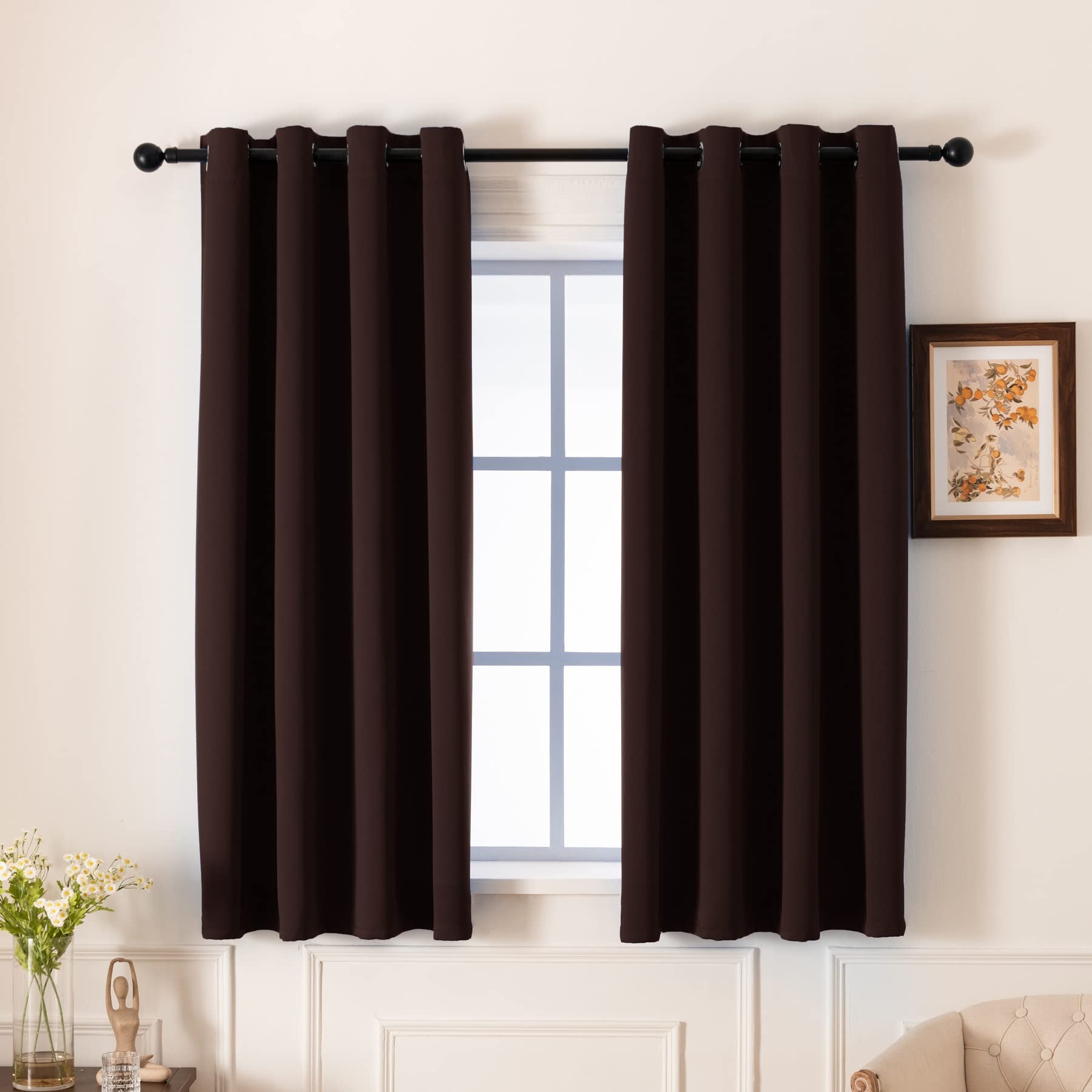 Pickluc Blackout Curtains 63 Inches Long 2 Panels, Light Blocking Drapes For Bedroom, Thermal Insulated, Noise Reduction, Privac