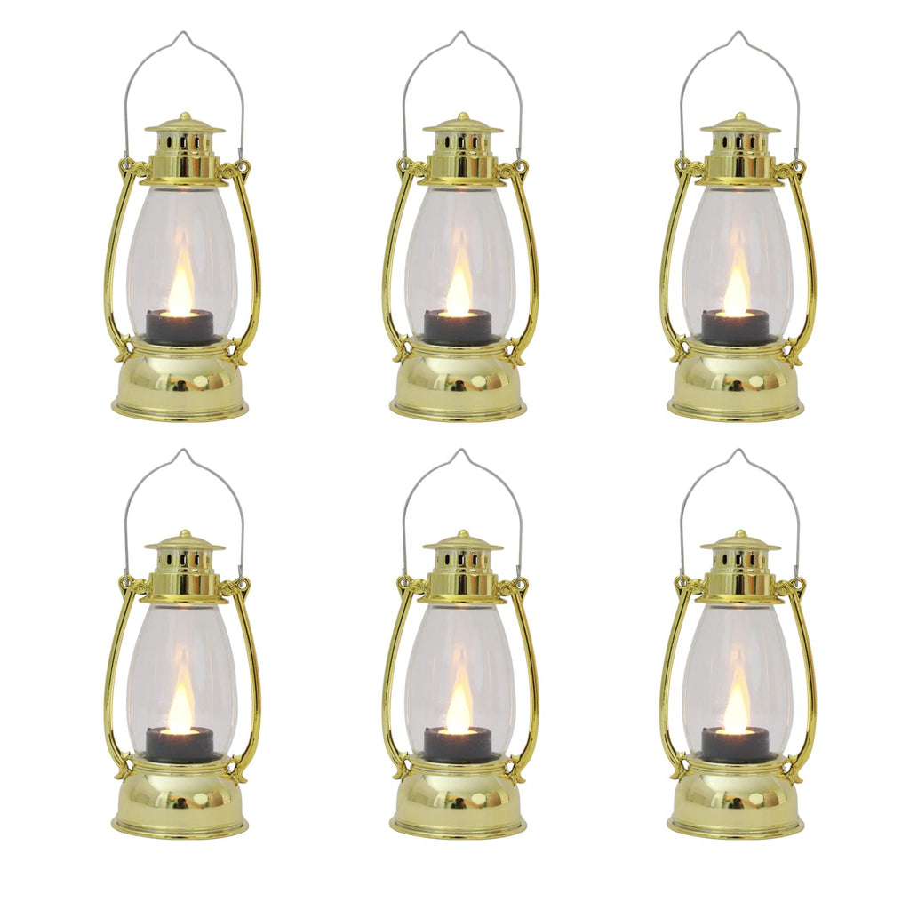 Reperla Mini Lanterns 6 Pcs LED Small Lanterns Indoor Golden Lanterns Decorative Outdoor Hanging Lantern Decorative Candle Lante