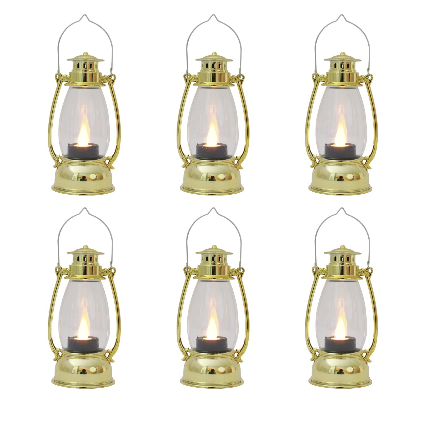 Reperla Mini Lanterns 6 Pcs LED Small Lanterns Indoor Golden Lanterns Decorative Outdoor Hanging Lantern Decorative Candle Lante