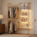 DABILONGC Industrial Pipe Clothing Rack with LED Lights& Shelves