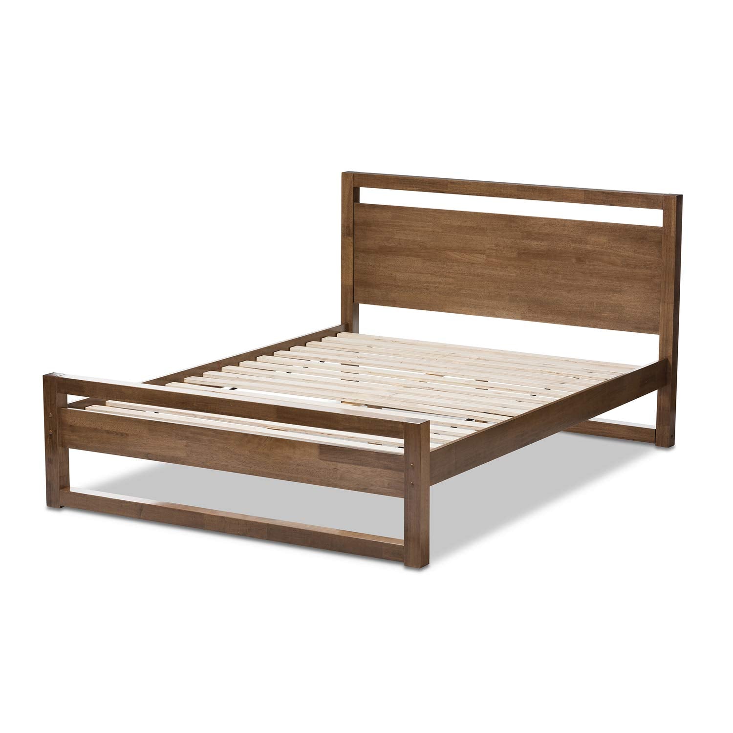 Baxton Studio Torino King Platform Bed in Walnut Wood – Stylish Modern Design for Your Bedroom