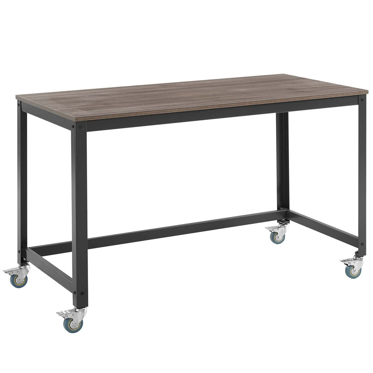 Modway Vivify Industrial Modern Computer Office Desk With Locking Casters