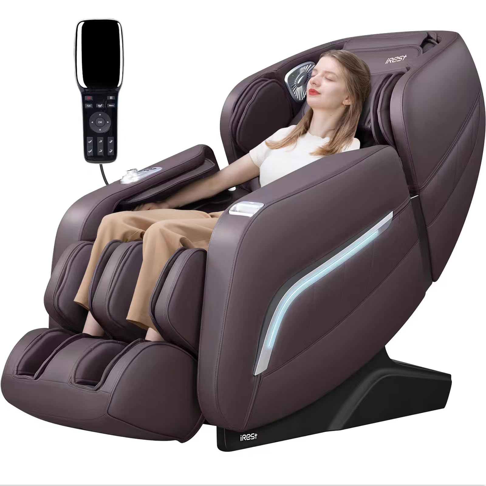 iRest 2024 Massage Chair, Full Body Zero Gravity Recliner with AI Voice Control, SL Track, Bluetooth, Yoga Stretching, Foot Roll