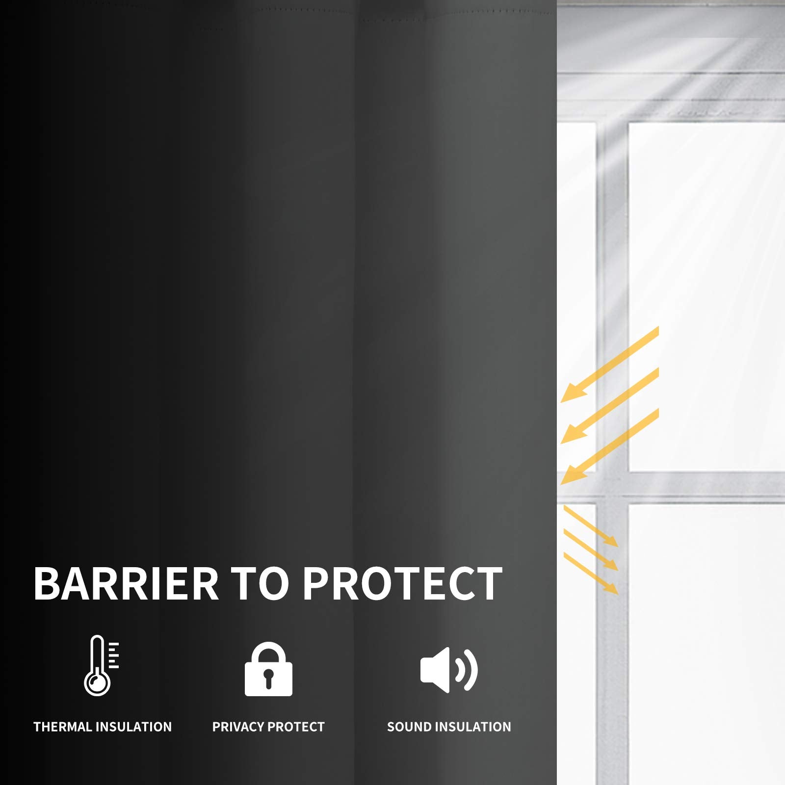 Easy-Going Blackout Curtains For Bedroom, Solid Thermal Insulated Grommet And Noise Reduction Window Drapes, Room Darkening Curtains For Living Room, 2 Panels(52X96 In,Gray)