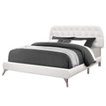 Monarch Specialties Queen Size/White Leather-Look With Chrome Legs BED