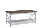 Convenience Concepts Oxford Coffee Table with Shelf, Driftwood/White