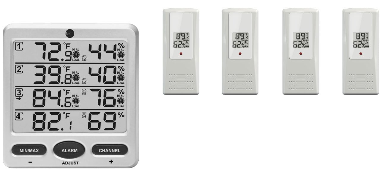 Ambient Weather Wireless Indoor/Outdoor 8-Channel Thermo-Hygrometer With Four Remote Sensors Ws-10-X4