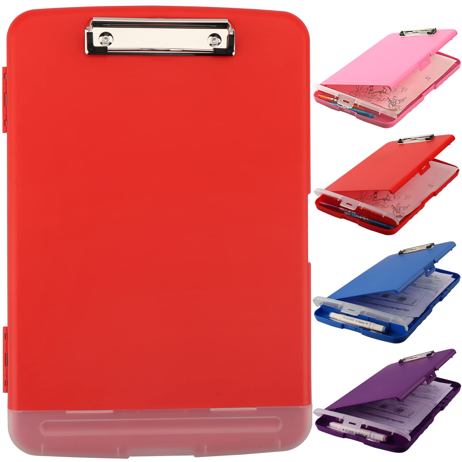 Clipboard With Storage, Nursing Clipboards With Pen Holder, Plastic Storage Clipboard With Low Profile Clip, Waterproof Clipboar